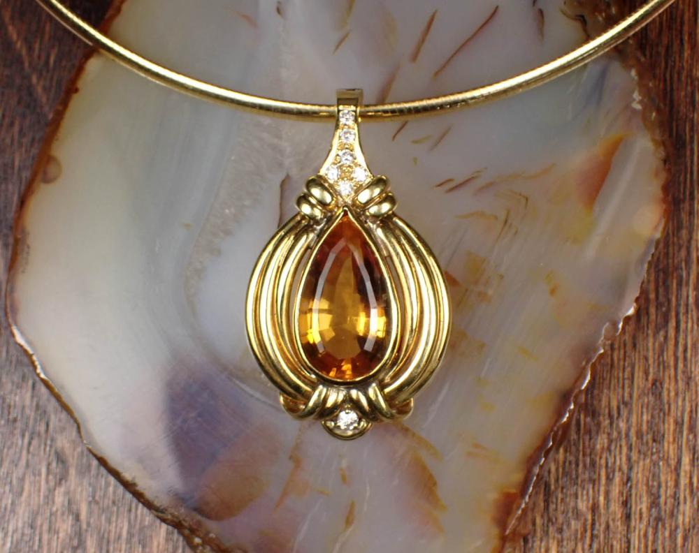 CITRINE, DIAMOND AND YELLOW GOLD