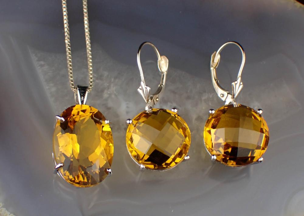 CITRINE PENDANT NECKLACE AND