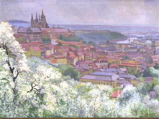 ''City of Prague  Czech''  oil on