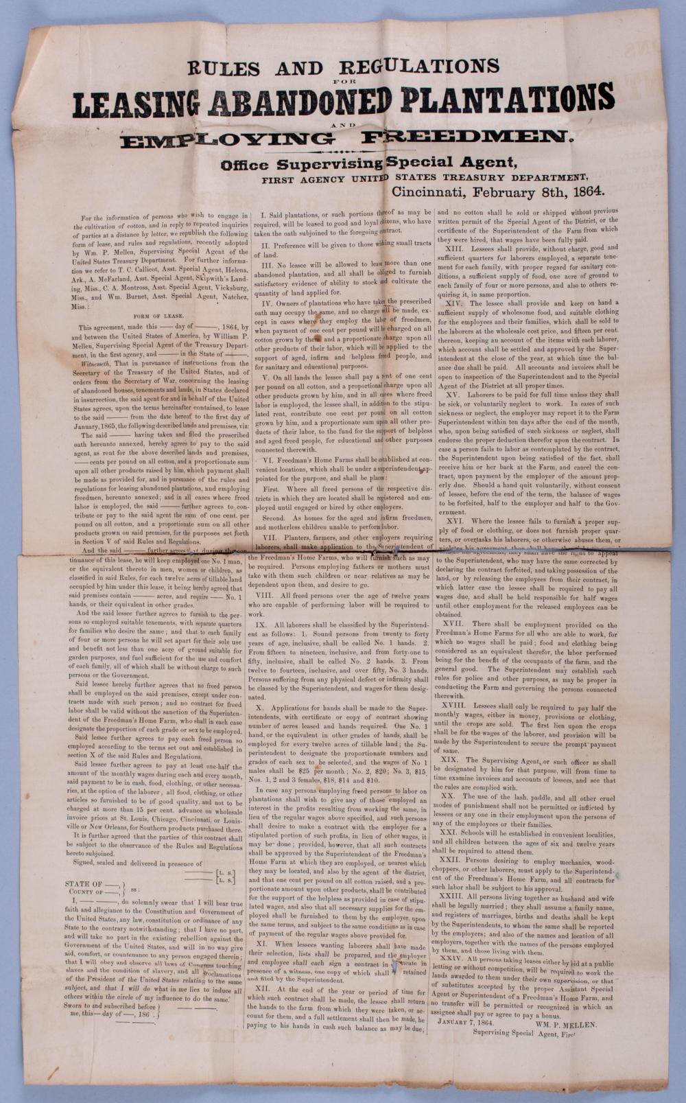 CIVIL WAR BROADSIDE. LEASING