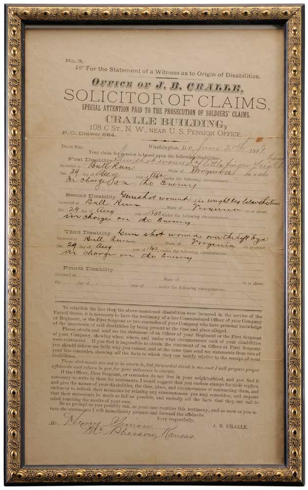 Civil War Claim Document