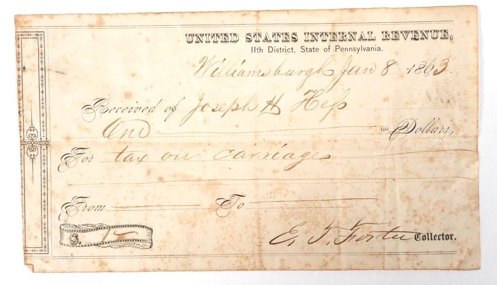 CIVIL WAR DATE 1863 PENNSYLVANIA