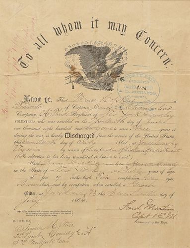 CIVIL WAR DISCHARGE LETTERCivil War