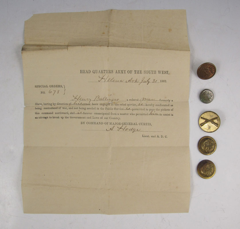 CIVIL WAR EMANCIPATION & BUTTONS: