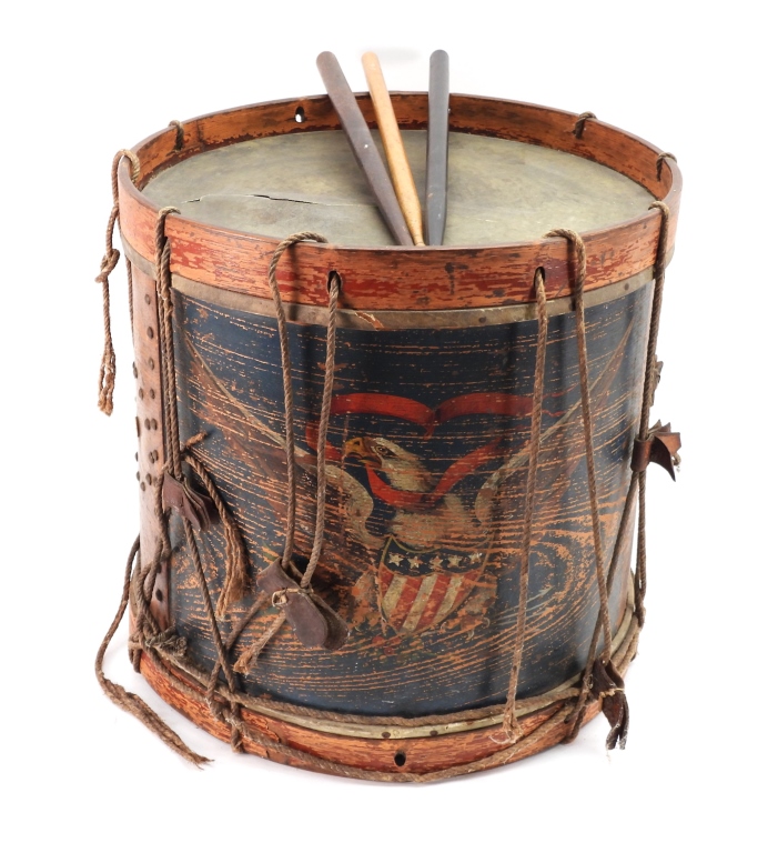 CIVIL WAR-ERA PAINTED SNARE DRUM