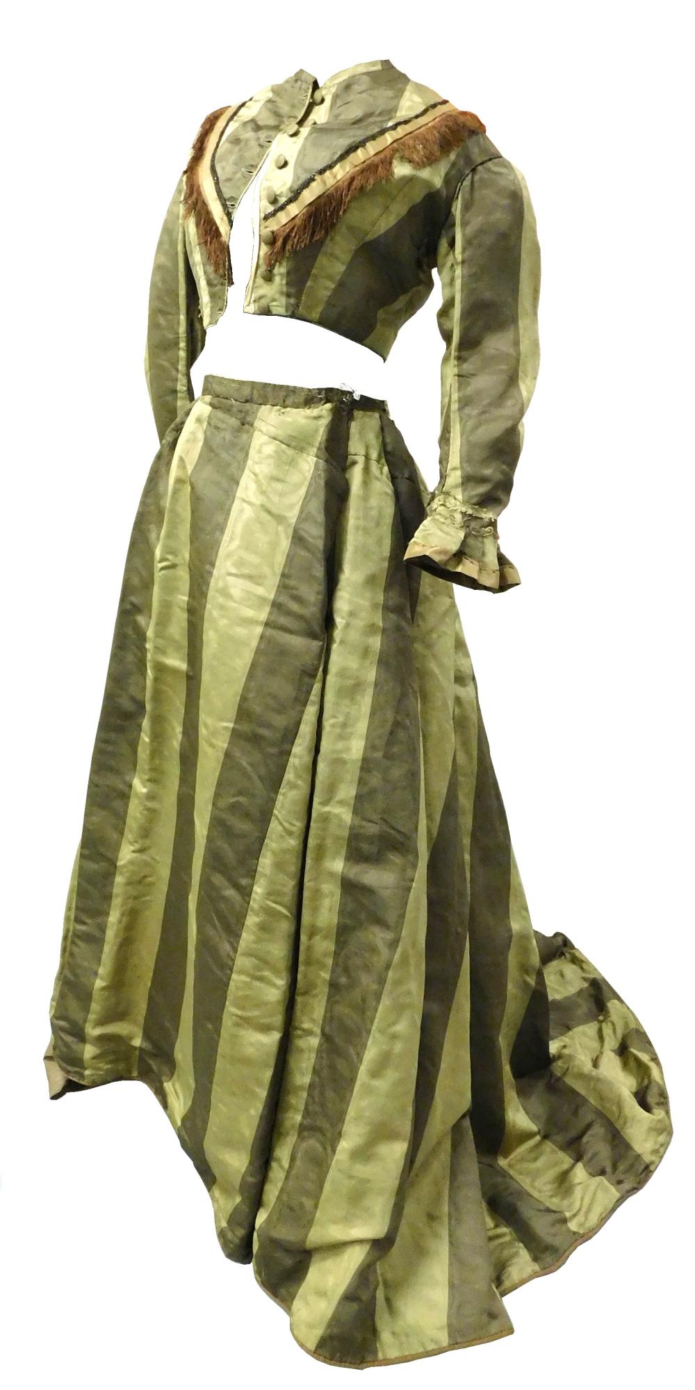 CIVIL WAR ERA STRIPED SILK BALLGOWN