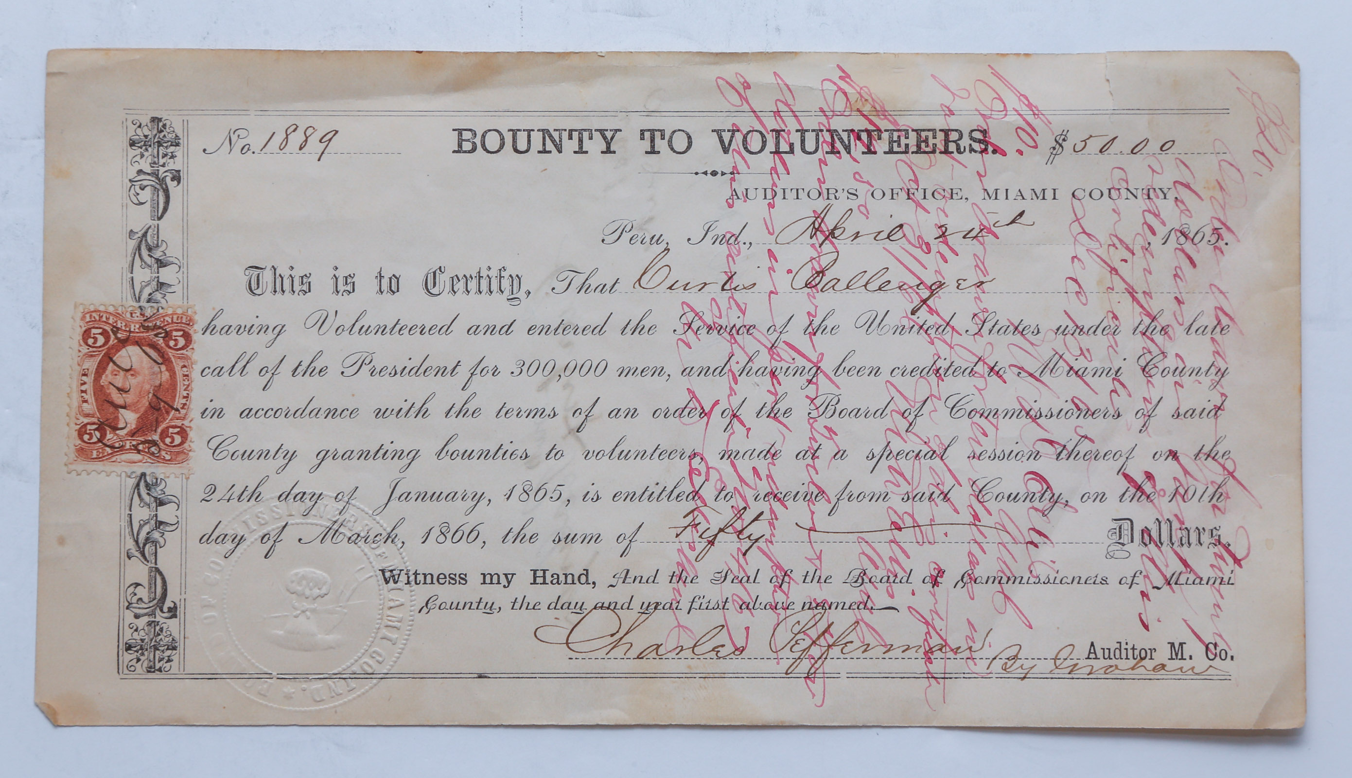 CIVIL WAR HISTORY PAPER, $50 BOUNTY