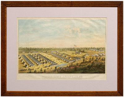 Civil War lithograph, "Parole Camp,