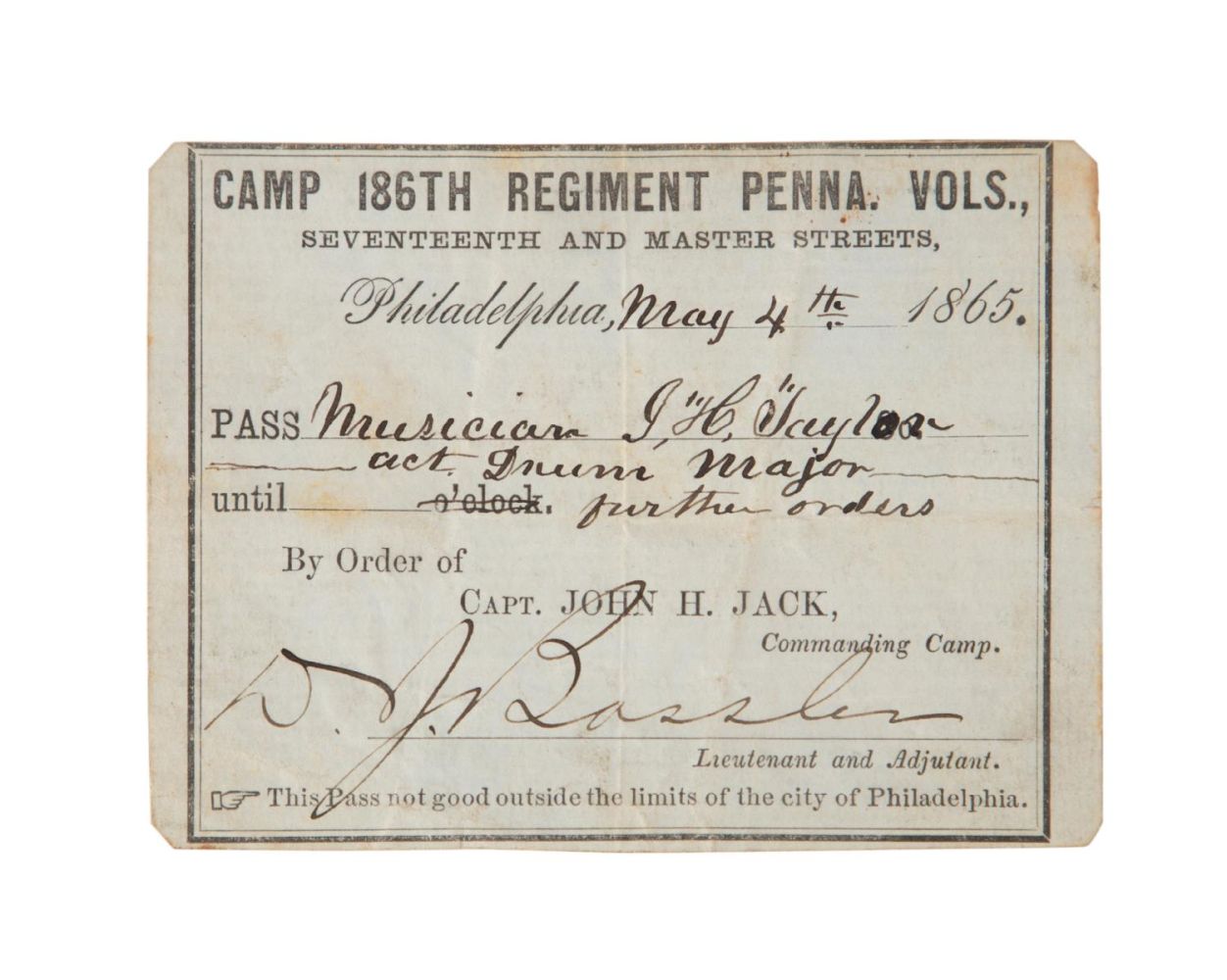 CIVIL WAR, REGIMENTAL MUSICIAN