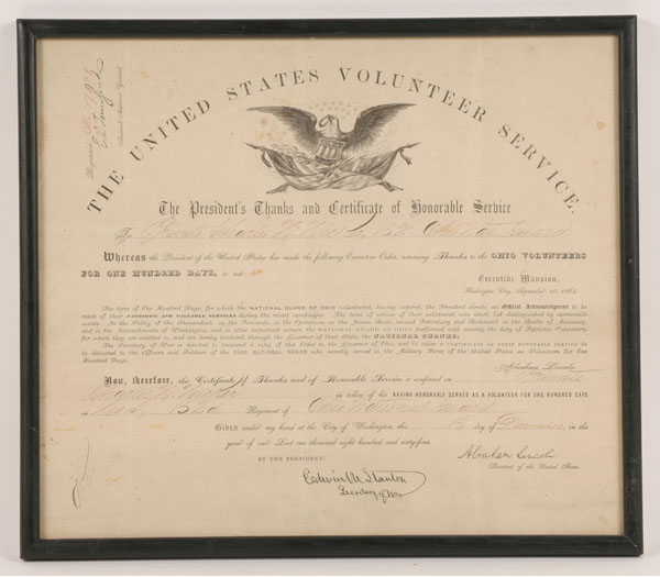 Civil War volunteer honorable