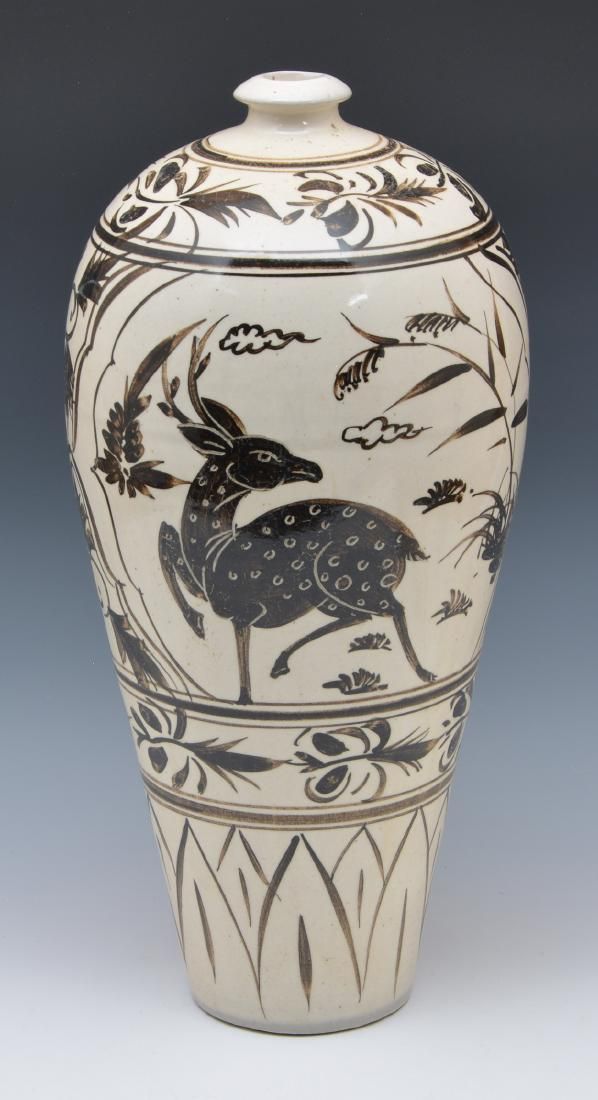 CIZHOU CARVED AND PAINTED 'DEER'