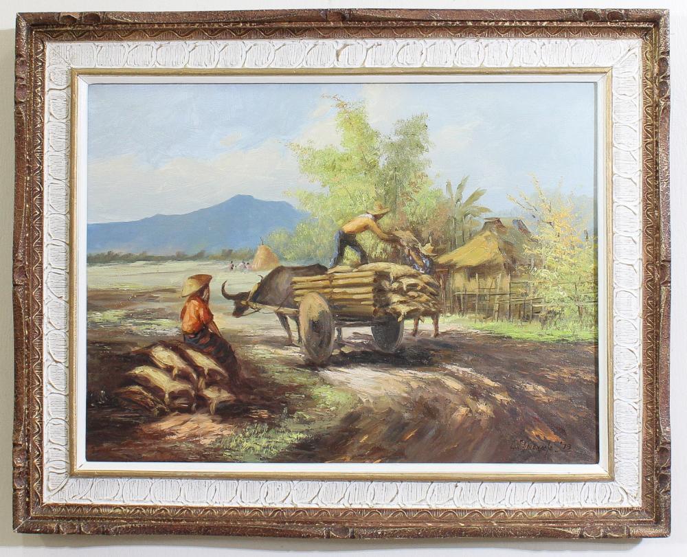 C.J. AMORSOLO OIL ON CANVASC.J.