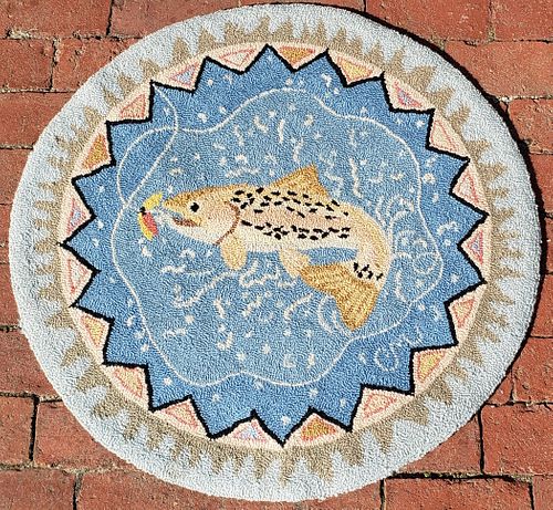 CLAIRE MURRAY HOOKED RUG, "FISH