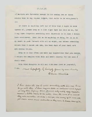 Clara Barton signed letter, three