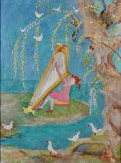 CLARA MAIRS HARPIST OIL ON BOA