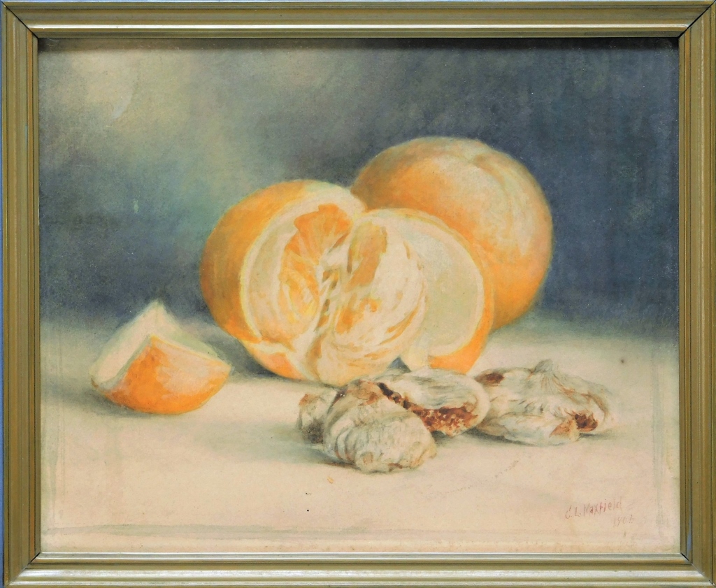 CLARA MAXFIELD ORANGE STILL LIFE WC