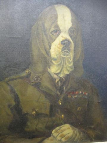 Clare Atwood Oil Beagle in military