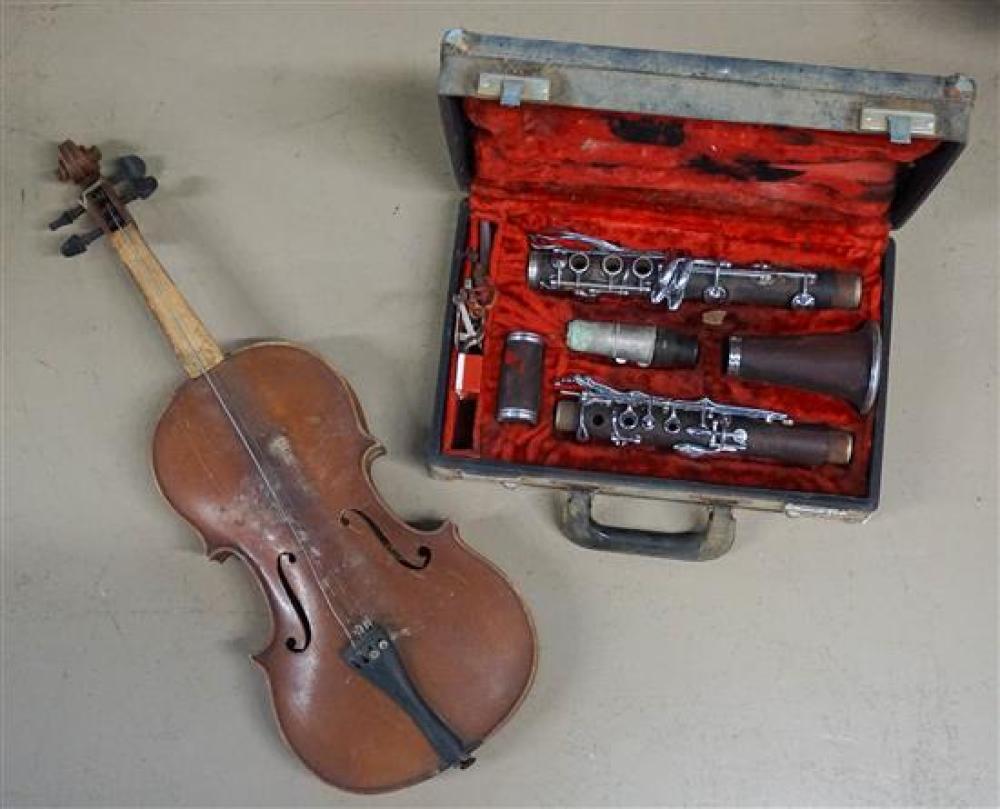 CLARINET IN CASE, A VIOLIN AND A