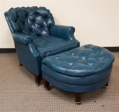 CLASSIC BLUE LEATHER TUFTED UP