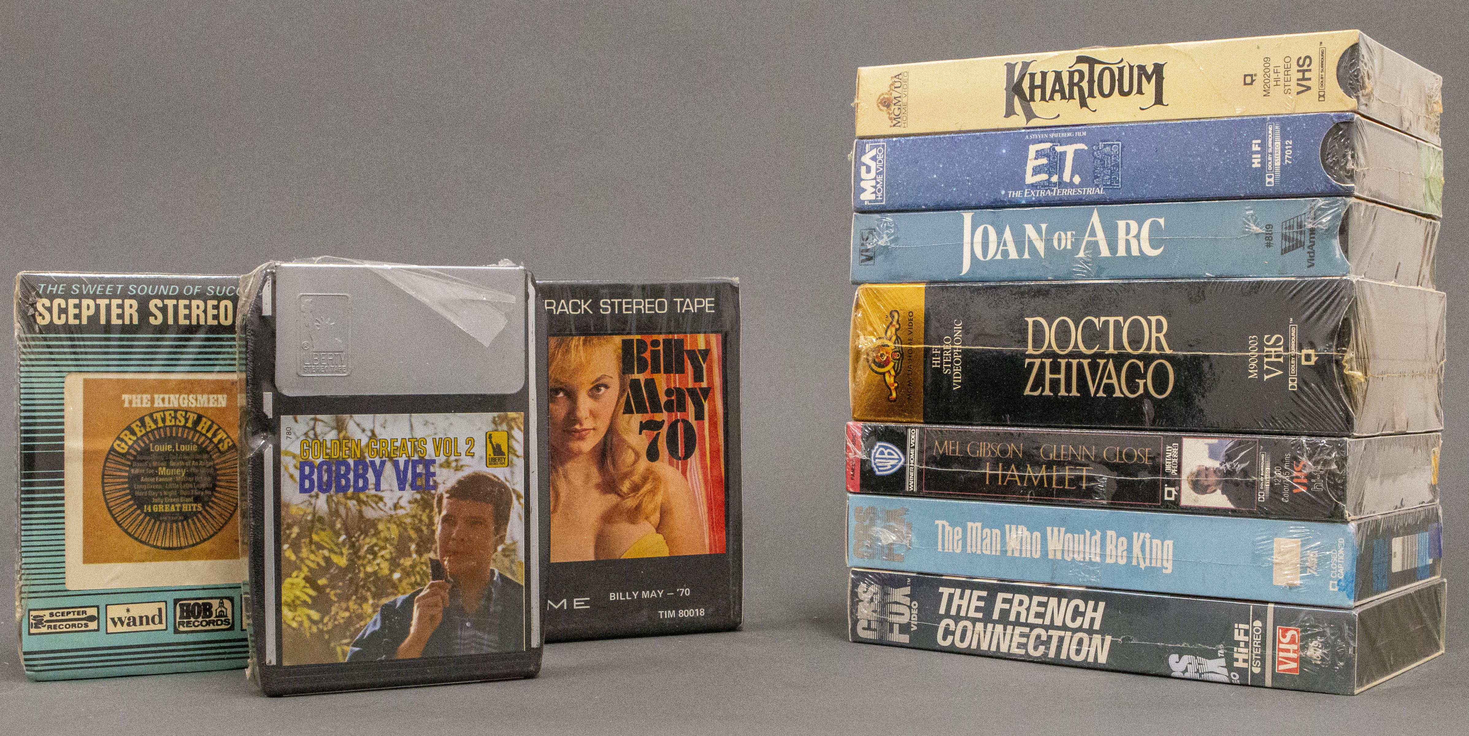 CLASSIC VHS MOVIES AND 8 TRACK