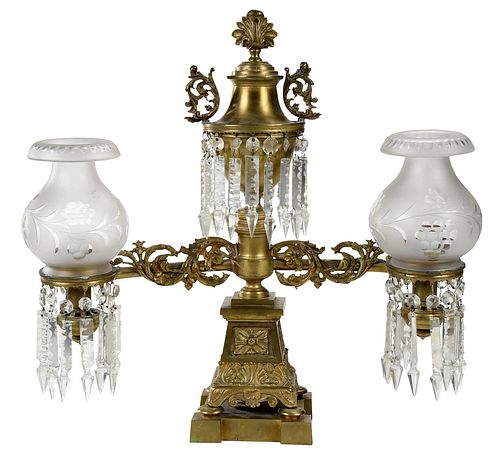 CLASSICAL BRASS AND GLASS TWO ARM