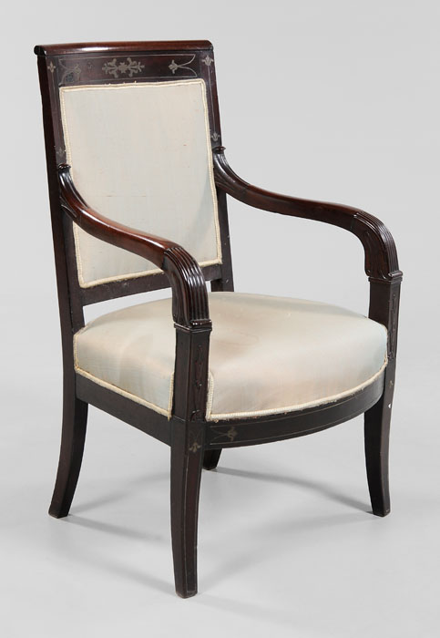 Classical Brass-Inlaid Armchair