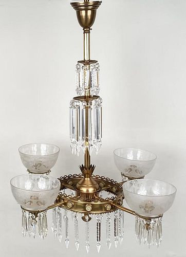 CLASSICAL BRASS/GLASS FOUR LIGHT