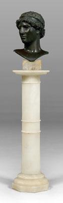 Classical bronze bust, pedestal: