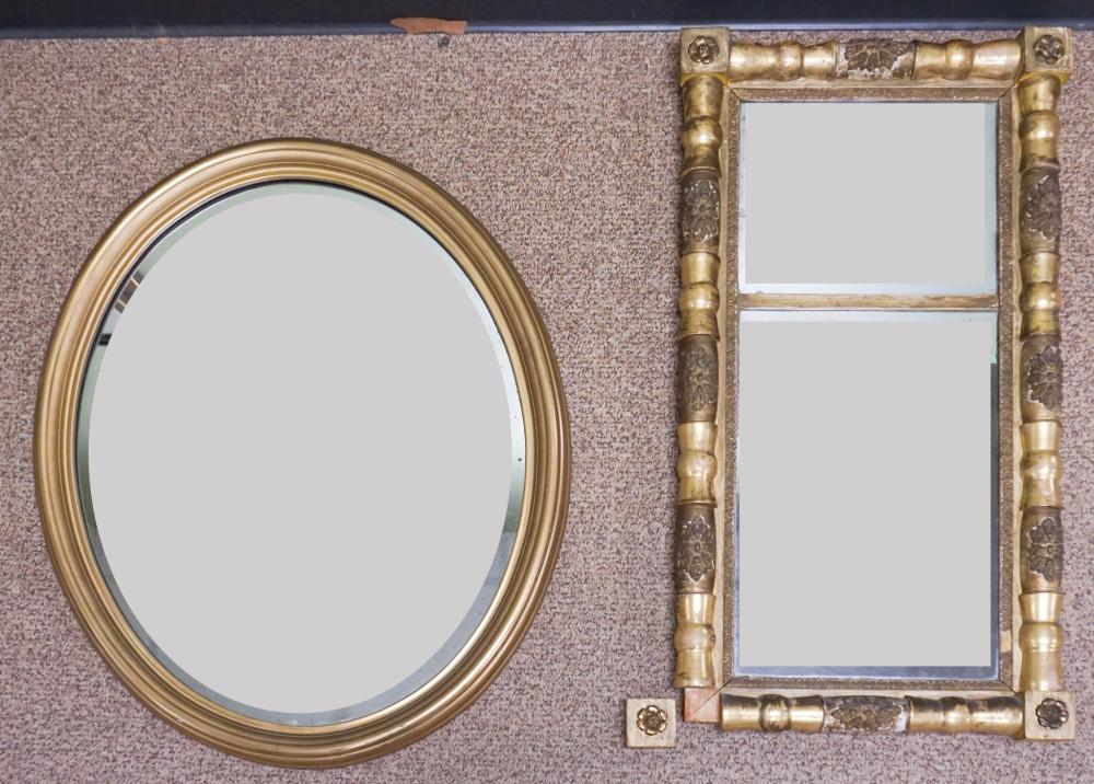 CLASSICAL GILT GESSO MIRROR AND A
