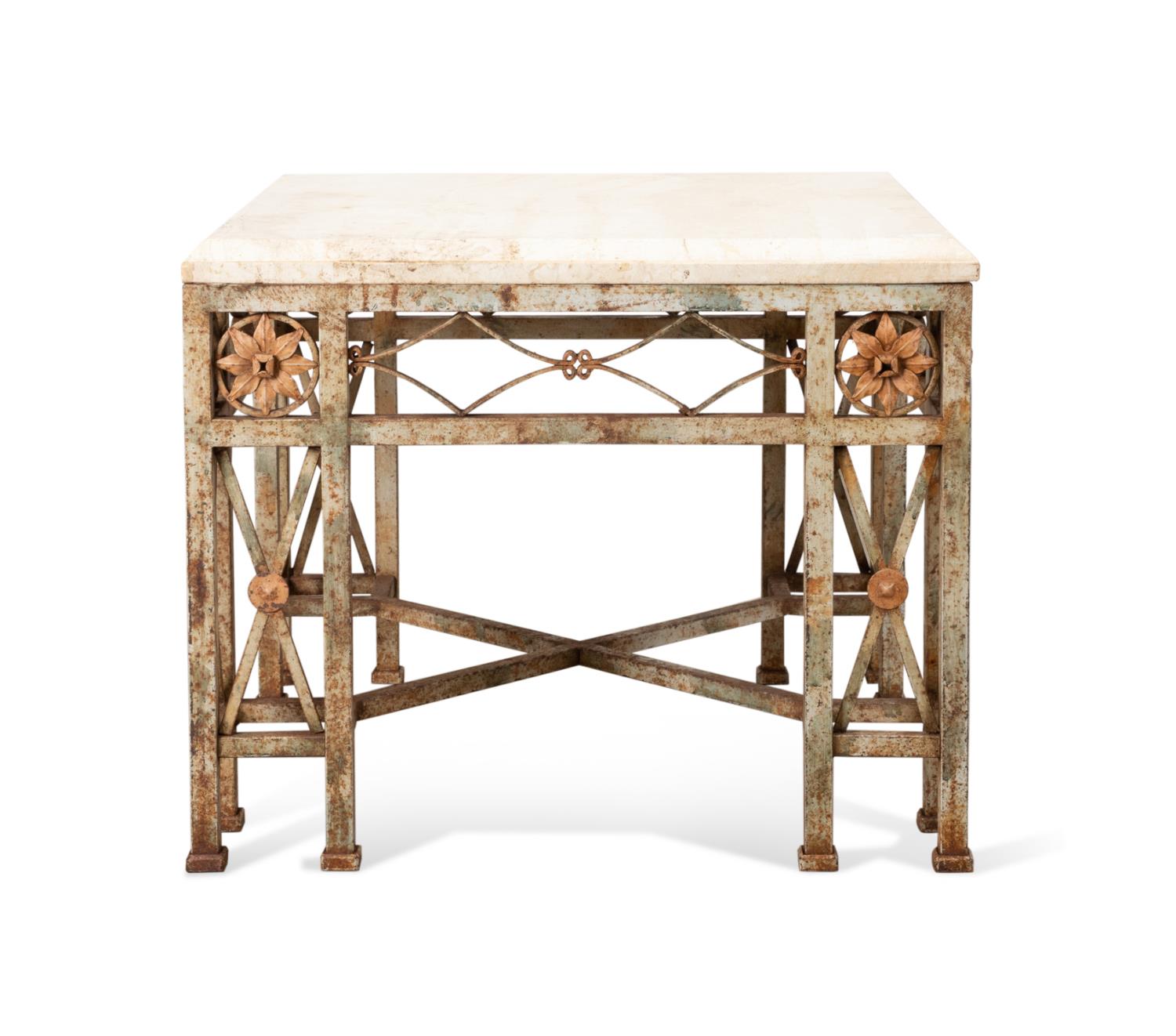 CLASSICAL STYLE TRAVERTINE TOP IRON