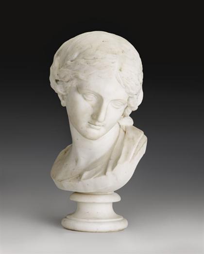 Classical white marble bust    19th