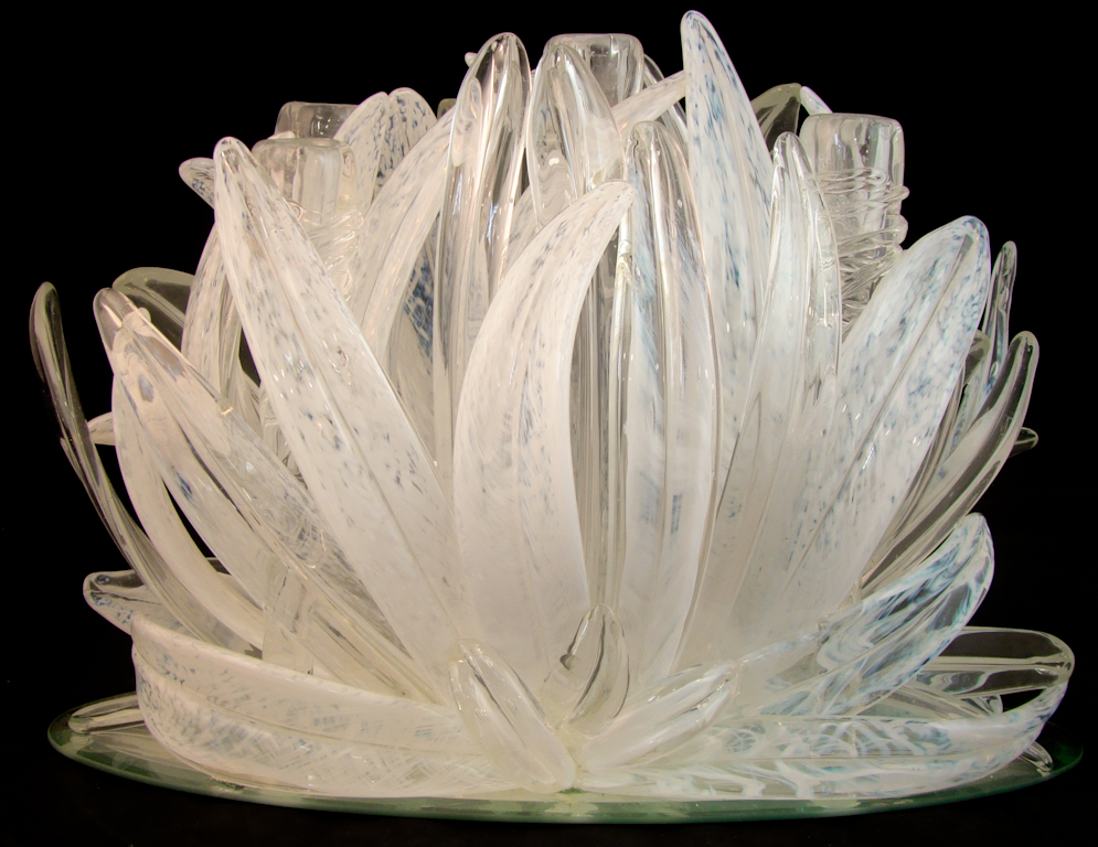 CLEAR AND WHITE GLASS OVAL