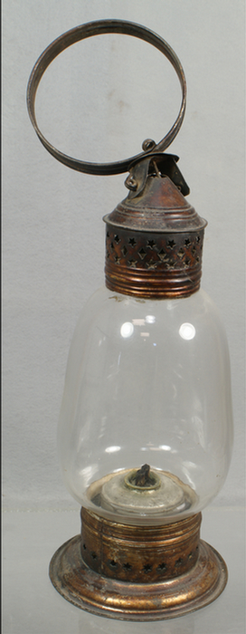 Clear blown glass onion lamp, whale