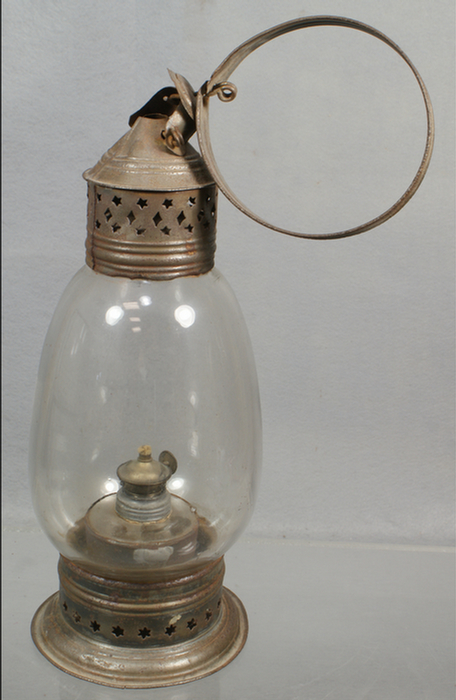 Clear blown glass onion lamp, whale