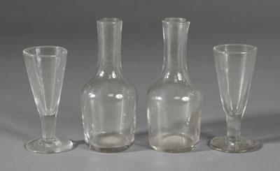 Clear glass carafes, cordials: hand