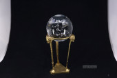 CLEAR GLASS PAPERWEIGHT WITH C