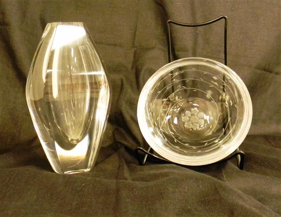Clear Kosta vase  bulbous form  8''