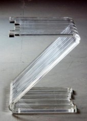 Clear Lucite Side Table in Zig