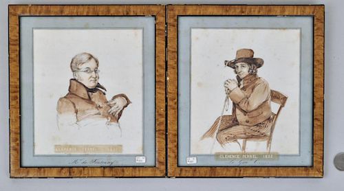 CLEMENCE FERNEL, PAIR PEN/INK