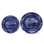 CLEWS BLUE TRANSFER BOWL AND P