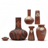 CLIFTON POTTERY, SIX RED WARE