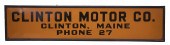 CLINTON MOTORS TIN TRADE SIGN,
