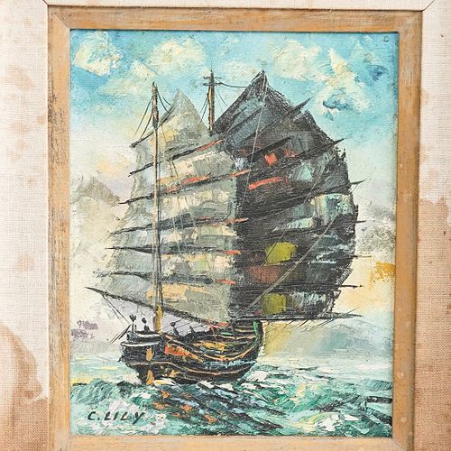 CLIPPER SHIP OIL PAINTING ON