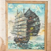 CLIPPER SHIP OIL PAINTING ON C