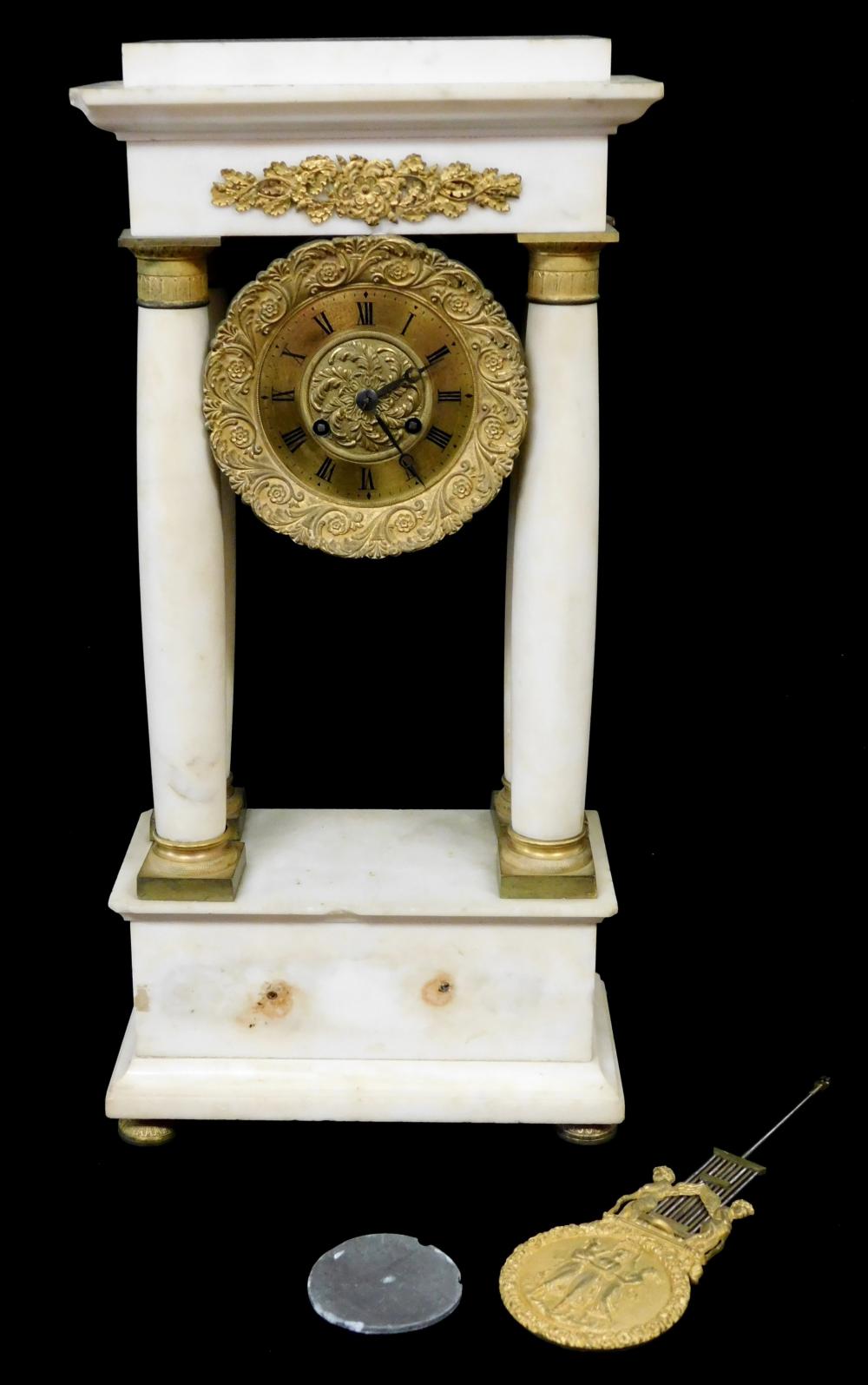 CLOCK: ALABASTER PORTICO MANTEL