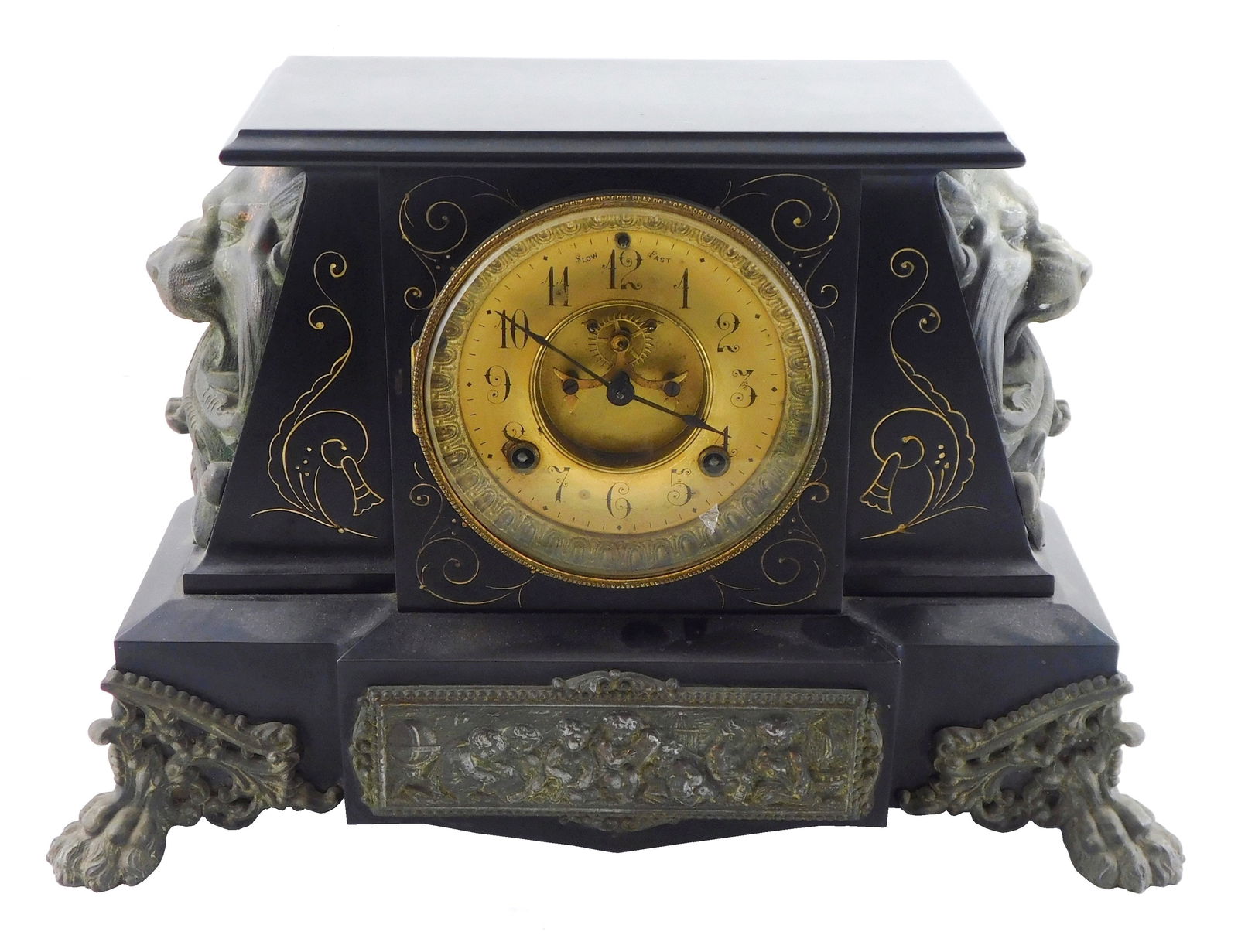 CLOCK: BLACK SLATE MANTLE CLOCK,