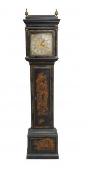 CLOCK: ENGLISH JAPANNED TALL C
