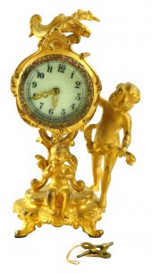 CLOCK: FIGURAL GILT MANTEL CLO