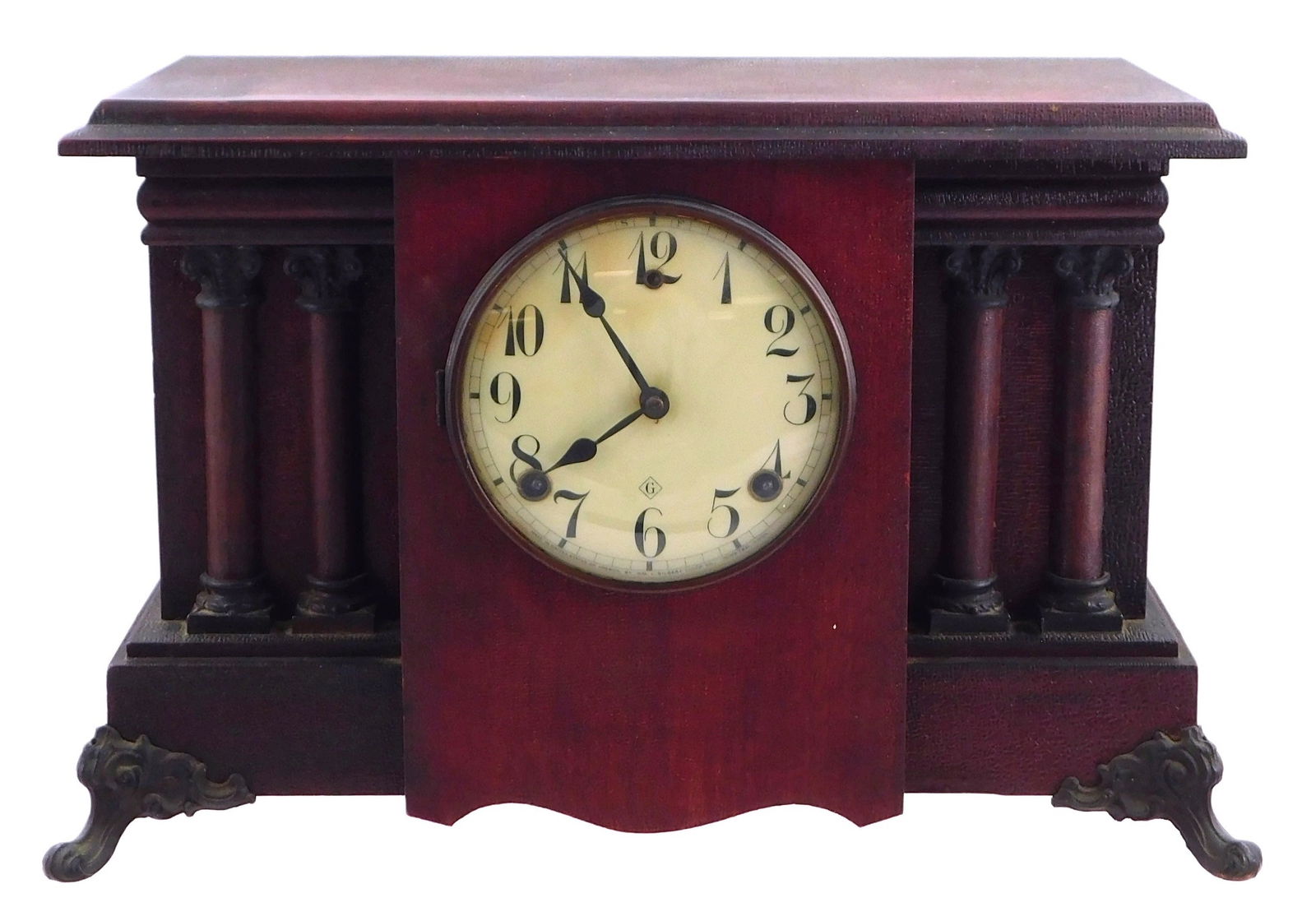 +CLOCK: FOUR COLUMN MANTEL CLOCK,