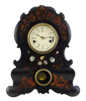 CLOCK: IRON FRONT SHELF CLOCK,
